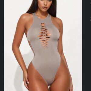 Taupe Cutout Bodysuit